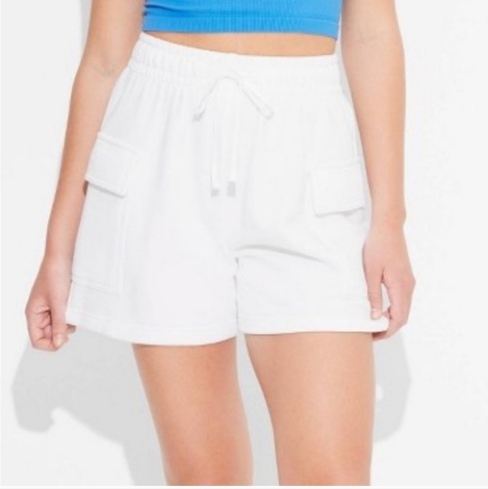 Women's Mid-Rise Cargo Sweat Shorts - Wild Fable White XXL